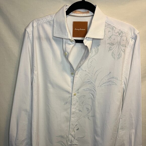 Tommy Bahama Long Sleeve Men's White Shirt with Embroidered Design Size Small - Picture 1 of 12